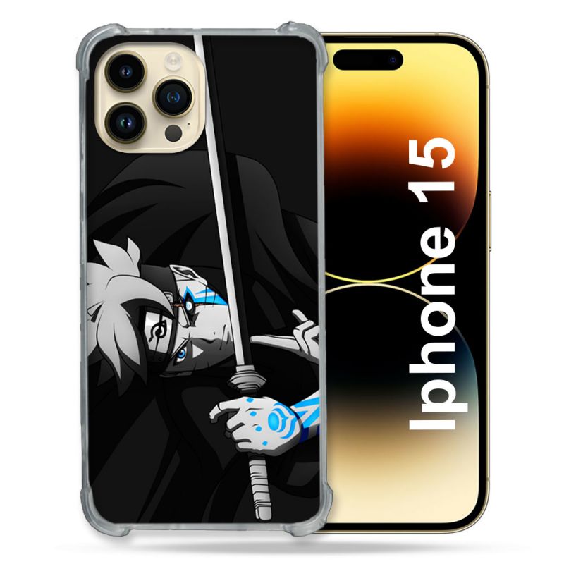 Coque Renforcée En Verre Trempé Pour Iphone 15 (6.1) Manga Boruto Epée