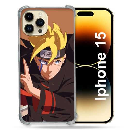 Coque Renforcée En Verre Trempé Pour Iphone 15 (6.1) Manga Boruto Signe