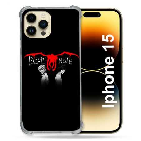 Coque Renforcée En Verre Trempé Pour Iphone 15 (6.1) Manga Death Note Noir