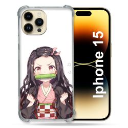 Coque Renforcée En Verre Trempé Pour Iphone 15 (6.1) Manga Demon Slayer Nezuko