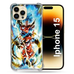 Coque Renforcée En Verre Trempé Pour Iphone 15 (6.1) Manga Dragon Ball Sangoku Blanc
