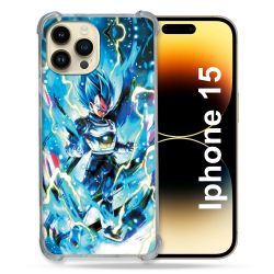 Coque Renforcée En Verre Trempé Pour Iphone 15 (6.1) Manga Dragon Ball Vegeta Bleu