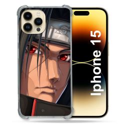 Coque Renforcée En Verre Trempé Pour Iphone 15 (6.1) Manga Naruto Itachi Visage