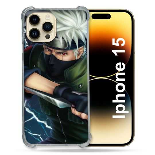 Coque Renforcée En Verre Trempé Pour Iphone 15 (6.1) Manga Naruto Kakashi
