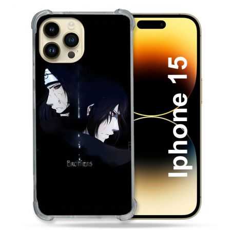 Coque Renforcée En Verre Trempé Pour Iphone 15 (6.1) Manga Naruto Sasuke Itachi