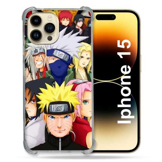 Coque Renforcée En Verre Trempé Pour Iphone 15 (6.1) Manga Naruto Team
