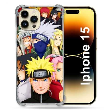 Coque Renforcée En Verre Trempé Pour Iphone 15 (6.1) Manga Naruto Team