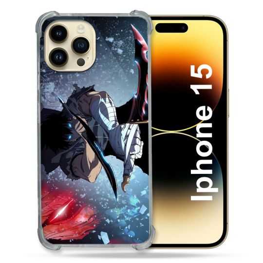 Coque Renforcée En Verre Trempé Pour Iphone 15 (6.1) Manga Solo Leveling Sung Epee