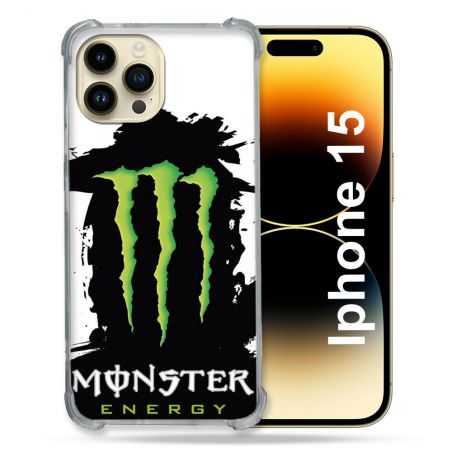 Coque Renforcée En Verre Trempé Pour Iphone 15 (6.1) Monster Energy Tache