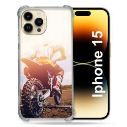 Coque Renforcée En Verre Trempé Pour Iphone 15 (6.1) Moto Cross Soleil