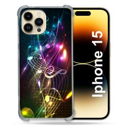 Coque Renforcée En Verre Trempé Pour Iphone 15 (6.1) Musique Partition Multicolore