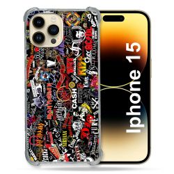 Coque Renforcée En Verre Trempé Pour Iphone 15 (6.1) Musique Rock Groupe