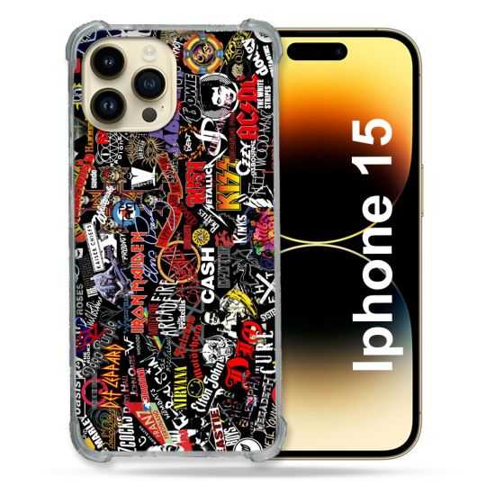 Coque Renforcée En Verre Trempé Pour Iphone 15 (6.1) Musique Rock Groupe