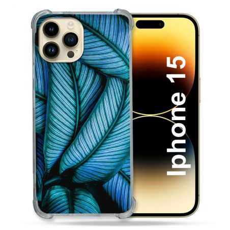Coque Renforcée En Verre Trempé Pour Iphone 15 (6.1) Nature Feuille Palmier