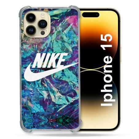 Coque Renforcée En Verre Trempé Pour Iphone 15 (6.1) Nike Turquoise