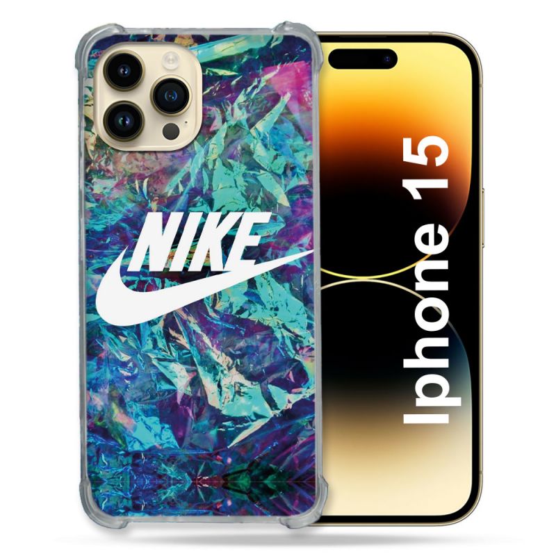 Coque Renforcée En Verre Trempé Pour Iphone 15 (6.1) Nike Turquoise