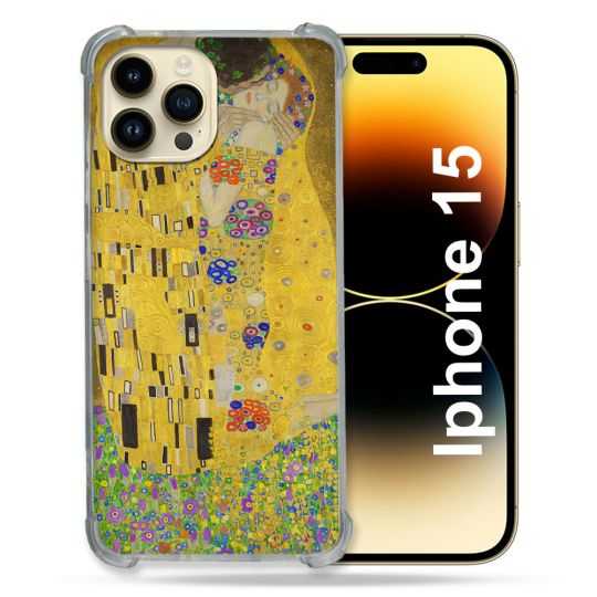 Coque Renforcée En Verre Trempé Pour Iphone 15 (6.1) Peinture Le Baiser