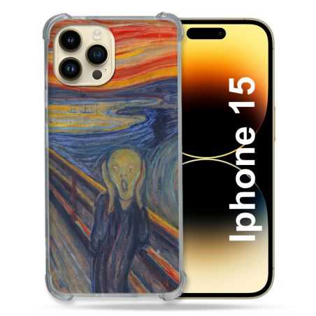Coque Renforcée En Verre Trempé Pour Iphone 15 (6.1) Peinture Le Cri