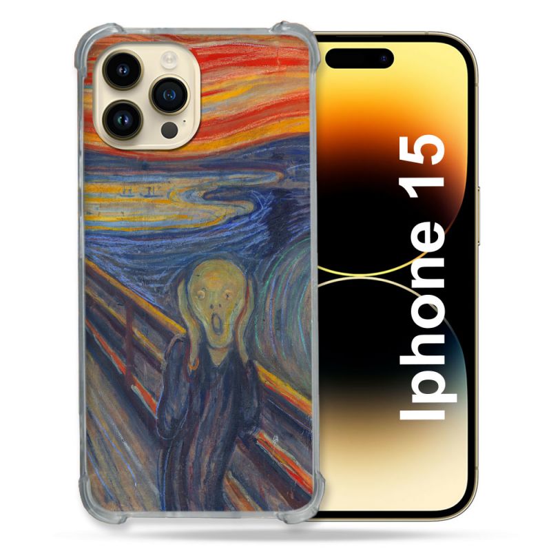 Coque Renforcée En Verre Trempé Pour Iphone 15 (6.1) Peinture Le Cri