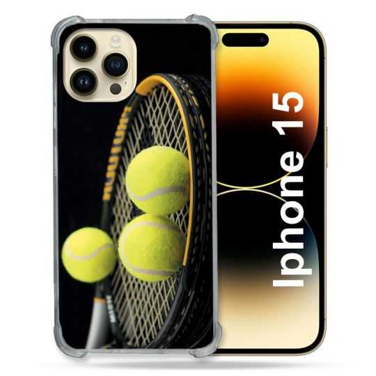 Coque Renforcée En Verre Trempé Pour Iphone 15 (6.1) Sport Tennis Balls