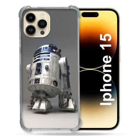 Coque Renforcée En Verre Trempé Pour Iphone 15 (6.1) Star Wars - R2D2