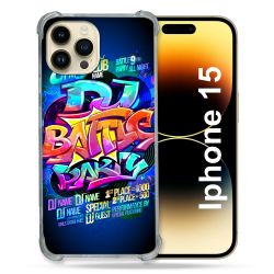 Coque Renforcée En Verre Trempé Pour Iphone 15 (6.1) Street Art Rap