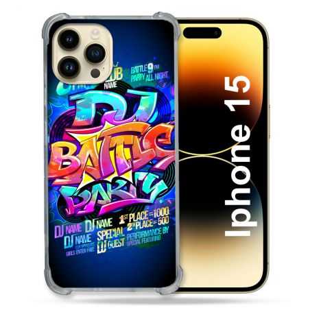 Coque Renforcée En Verre Trempé Pour Iphone 15 (6.1) Street Art Rap