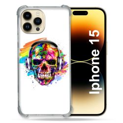 Coque Renforcée En Verre Trempé Pour Iphone 15 (6.1) Tete de Mort Tag