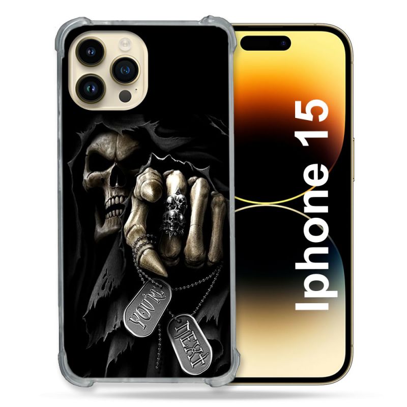 Coque Renforcée En Verre Trempé Pour Iphone 15 (6.1) Tete de Mort Your Next