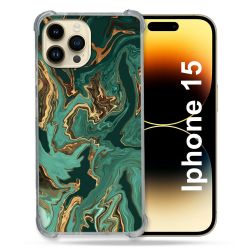 Coque Renforcée En Verre Trempé Pour Iphone 15 (6.1) Texture Marbre Vert