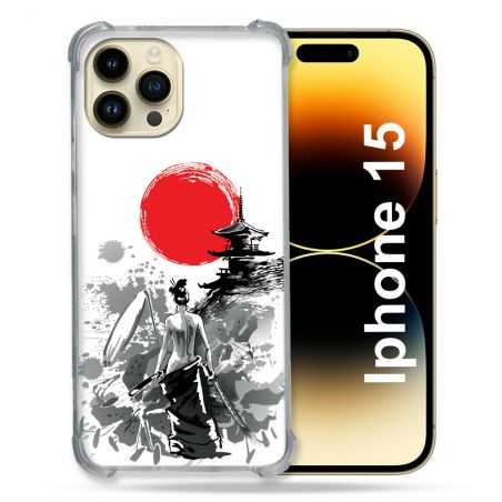 Coque Renforcée En Verre Trempé Pour Iphone 15 (6.1) Voyage Japon Femme