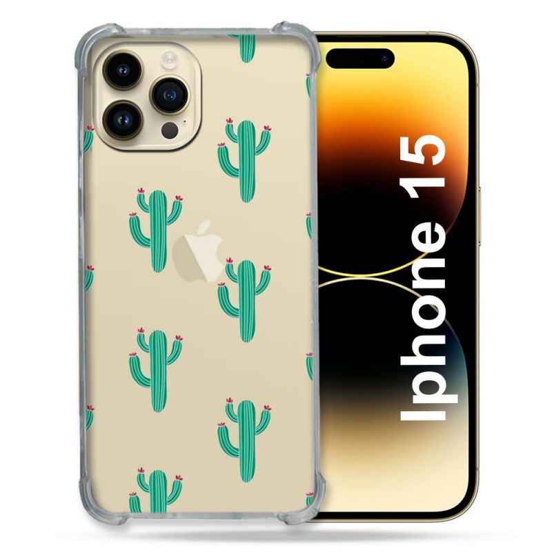 Coque Renforcée En Verre Trempé Transparente Pour Iphone 15 (6.1) Cactus