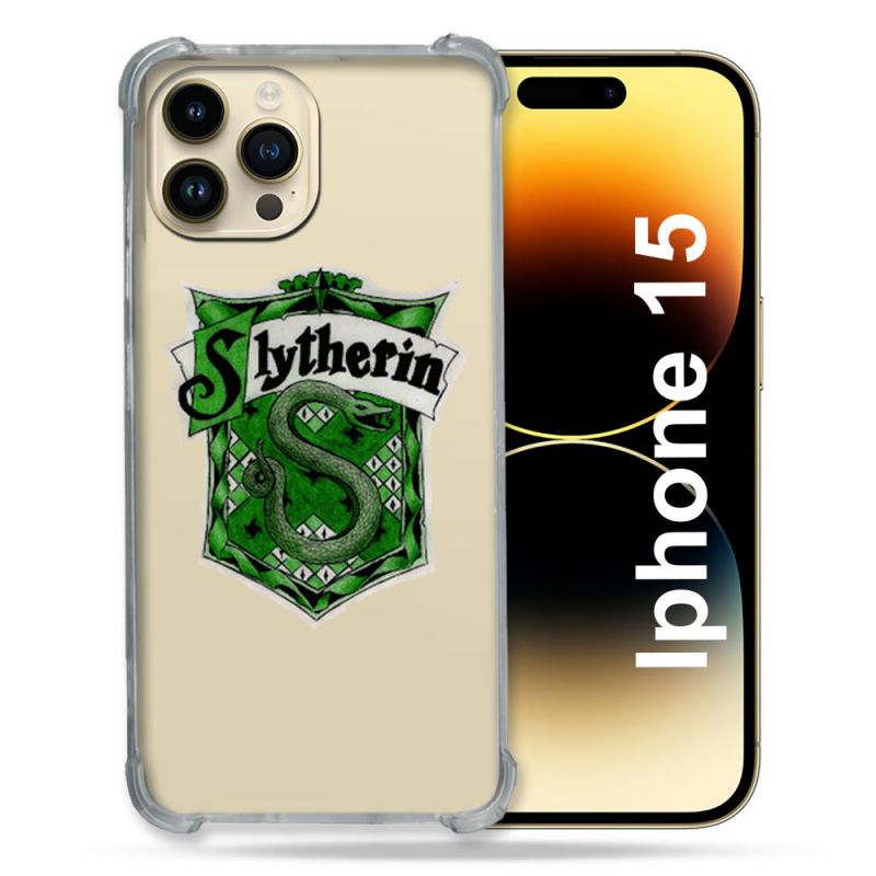 Coque Renforcée En Verre Trempé Transparente Pour Iphone 15 (6.1) Harry Potter Slytherin