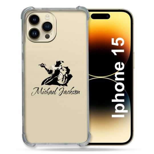Coque Renforcée En Verre Trempé Transparente Pour Iphone 15 (6.1) Michael Jackson