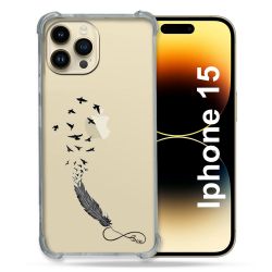 Coque Renforcée En Verre Trempé Transparente Pour Iphone 15 (6.1) Plume Infini
