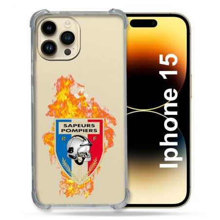 Coque Renforcée En Verre Trempé Transparente Pour Iphone 15 (6.1) Pompier Feu