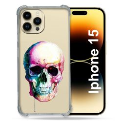 Coque Renforcée En Verre Trempé Transparente Pour Iphone 15 (6.1) Skull Head Crane Colore