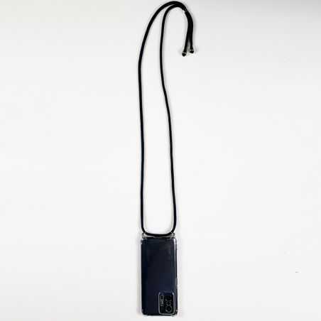 Coque Renforcée En Verre Trempé Transparente Pour Iphone 15 (6.1) Lanière Cordon Noir