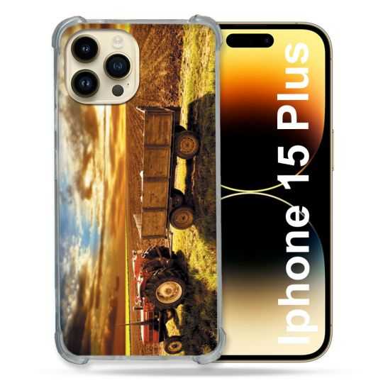 Coque Renforcée En Verre Trempé Pour Iphone 15 Plus (6.7) Agriculture Tracteur Color