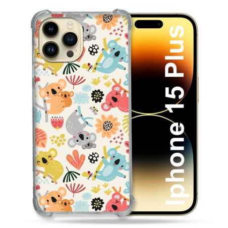 Coque Renforcée En Verre Trempé Pour Iphone 15 Plus (6.7) Animal Koala Pattern