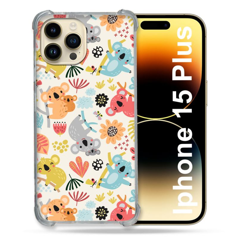 Coque Renforcée En Verre Trempé Pour Iphone 15 Plus (6.7) Animal Koala Pattern