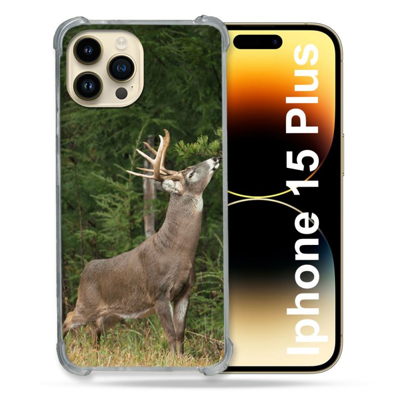 Coque Renforcée En Verre Trempé Pour Iphone 15 Plus (6.7) Chasse Cerf