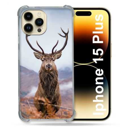 Coque Renforcée En Verre Trempé Pour Iphone 15 Plus (6.7) Chasse Chevreuil Montagne