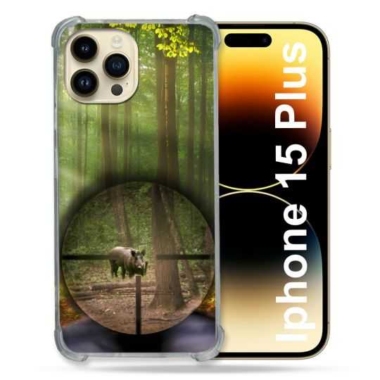 Coque Renforcée En Verre Trempé Pour Iphone 15 Plus (6.7) Chasse Sanglier Viseur