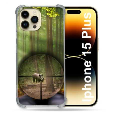 Coque Renforcée En Verre Trempé Pour Iphone 15 Plus (6.7) Chasse Sanglier Viseur