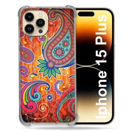 Coque Renforcée En Verre Trempé Pour Iphone 15 Plus (6.7) Fleur Psychedelic