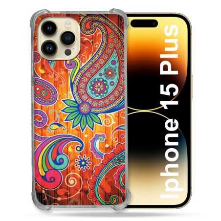 Coque Renforcée En Verre Trempé Pour Iphone 15 Plus (6.7) Fleur Psychedelic