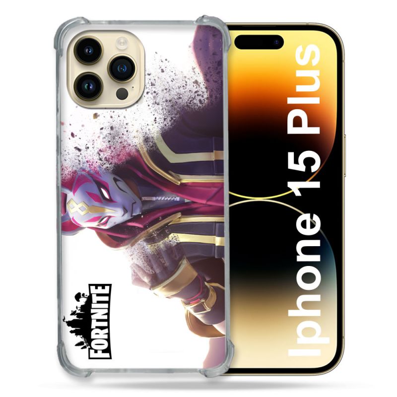 Coque Renforcée En Verre Trempé Pour Iphone 15 Plus (6.7) Fortnite Blanc
