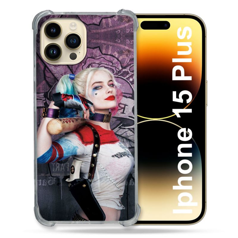 Coque Renforcée En Verre Trempé Pour Iphone 15 Plus (6.7) Harley Quinn Batte