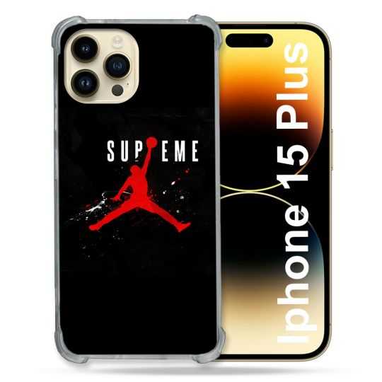 Coque Renforcée En Verre Trempé Pour Iphone 15 Plus (6.7) Jordan Supreme Noir